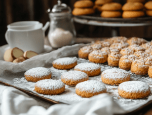 A comparison of almond meal and almond flour in bowls with baking tools.