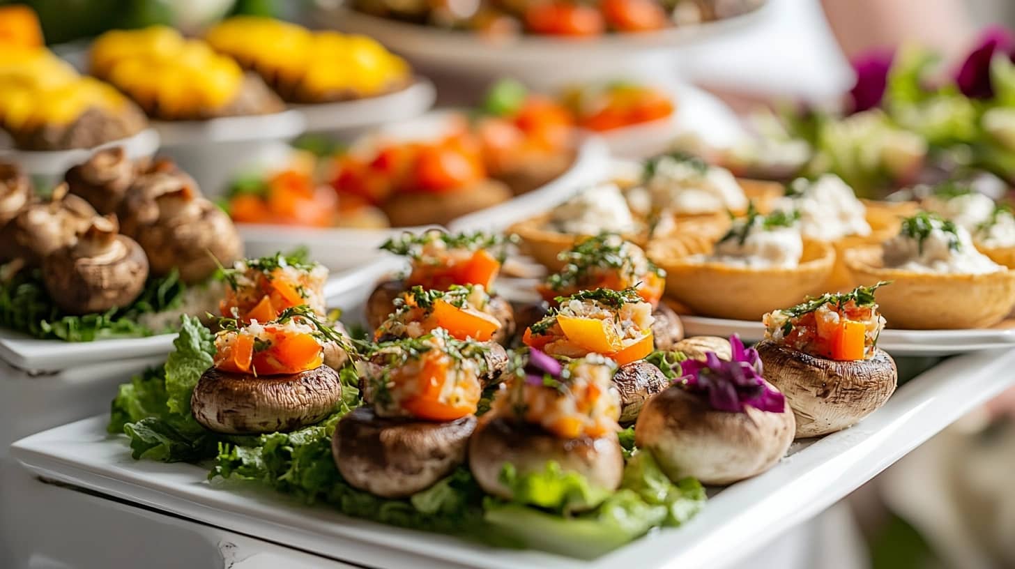 Elegant table spread with dairy-free hors d'oeuvres for a party.