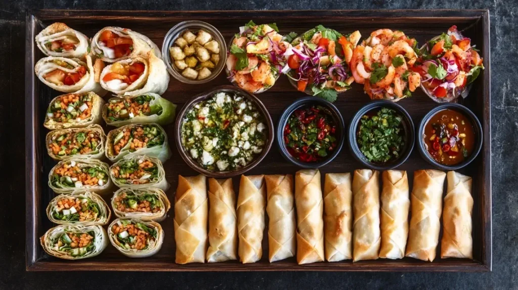 Beautifully arranged dairy-free hors d'oeuvres tray.