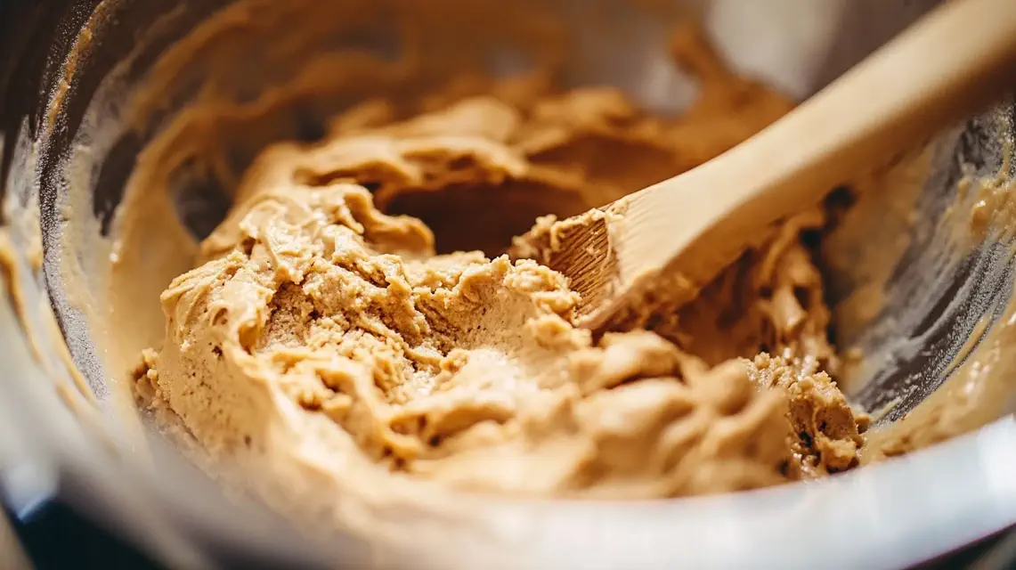 Perfect cookie batter ready for baking in a mixing bowl.